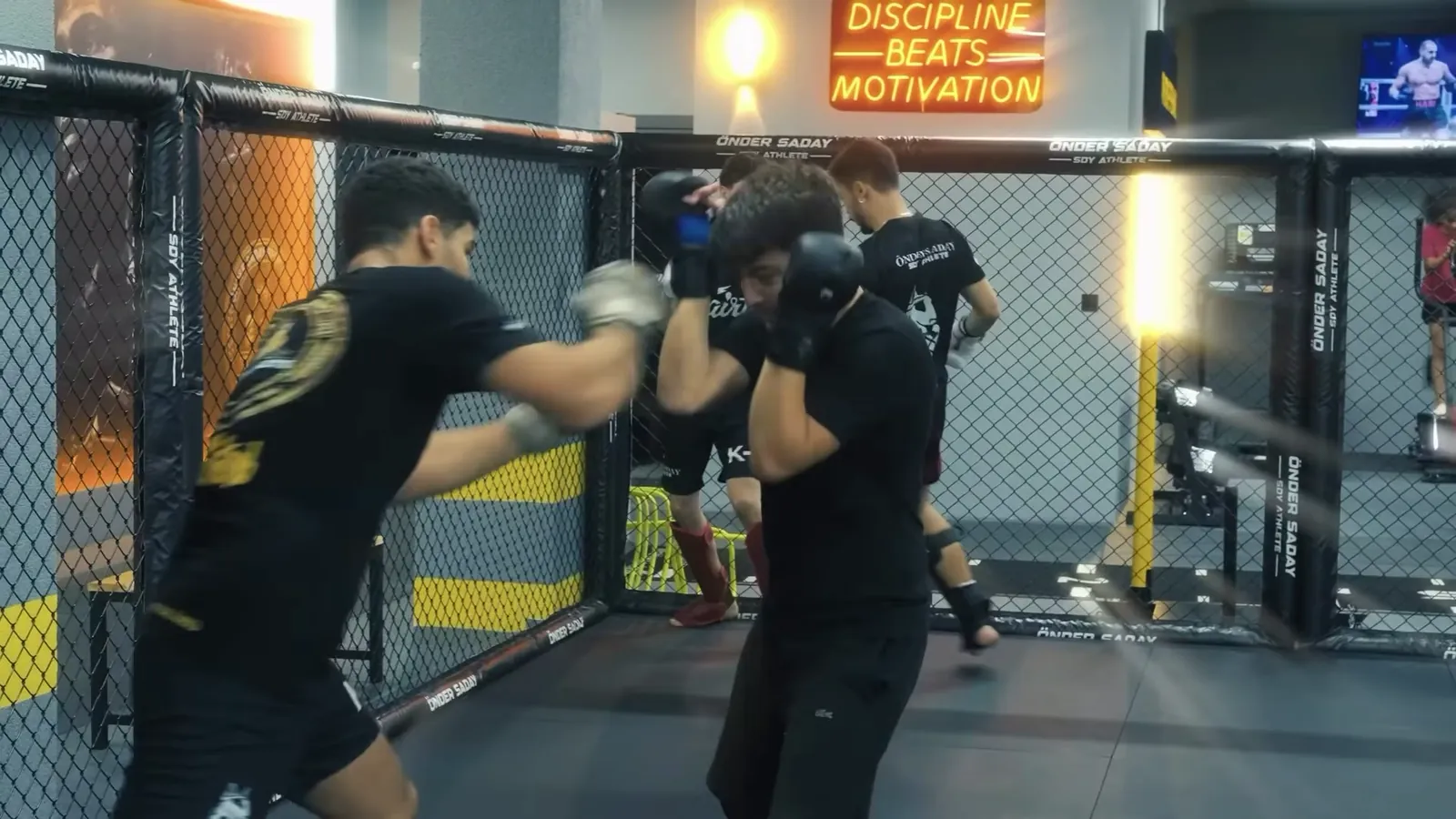 Kafeste eldivenli sparring